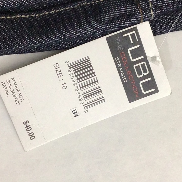 FUBU Kids Slim Straight Dark Wash Embroidered Jeans Size 10 NWT - Picture 2 of 10